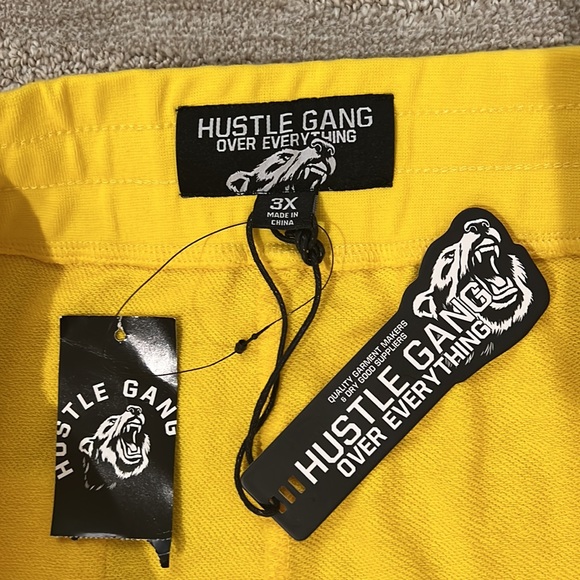 HUSTLE GANG men’s aslan pant cyber yellow with pockets. Size 3XL - Picture 4 of 12